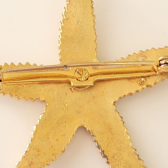 Starfish 𝅺Brooch Vintage Gold Tone Beach Nautical Pin #0108 - Picture 5 of 7